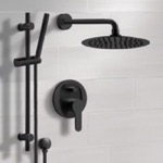 Remer SFR44 Matte Black Shower System With Rain Shower Head and Hand Shower